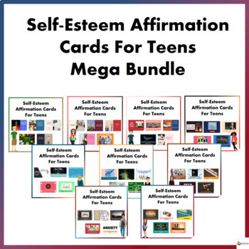 Preview of Self-Esteem & Positive Affirmation Cards Positive Self-Talk Reward Tags Bundle