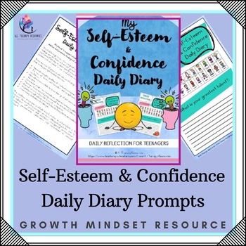 Preview of Self-Esteem & Confidence  Daily Diary Prompts - Teenagers Regulation Self Care
