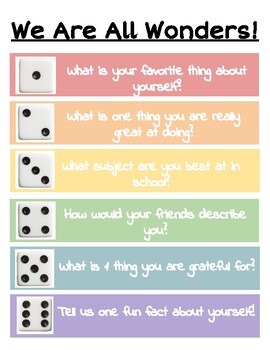 self esteem dice game by goldie guidance teachers pay teachers