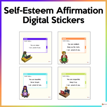 Preview of Self- Esteem Digital Stickers for Teens Distance Learning