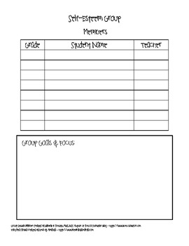 Preview of Self-Esteem Group Planner