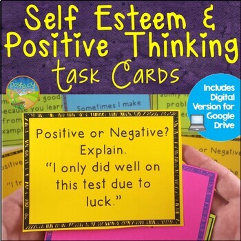 Preview of Self-Esteem & Positive Thinking Task Cards: Confidence Activities