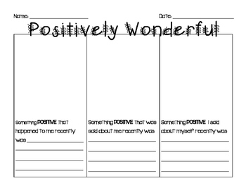 self esteem positive thinking worksheets by tchrbrowne tpt