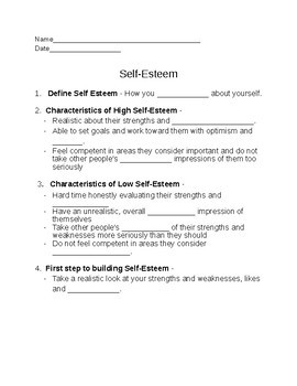 Self-Esteem Unit - 4 Day Unit - Help Build Self Esteem in Your Middle ...