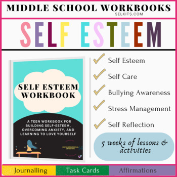 Preview of Self-Esteem Worksheets:Self Care-Reflection,Bullying Workbook for Teens