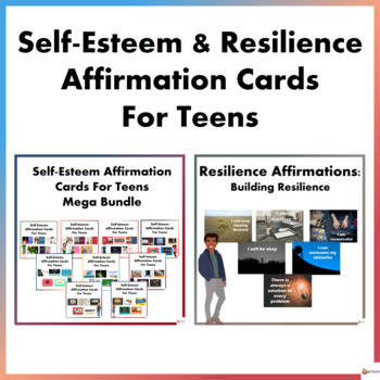 Preview of Self - Esteem and Resilience Affirmation Cards for Teens Mega Bundle