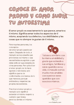 Preview of Self Esteem and Self Love Spanish version