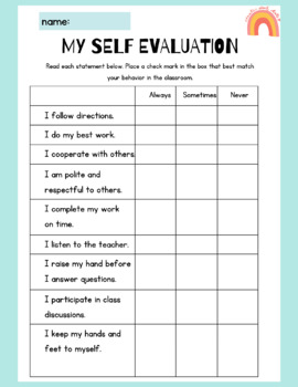 Preview of Self Evaluation