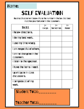 Preview of Self-Evaluation for Classroom Behaviors