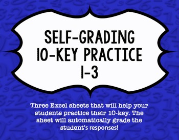 Preview of Self-Grading 10-Key Practice in Excel
