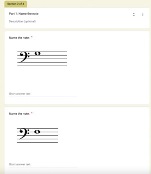 Preview of Choir Sub Plan/Quiz SELF GRADING - Bass Clef letter names