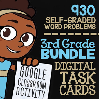 Preview of 3rd Grade Math Review Digital Task Cards for Google Classroom™ | Word Problems