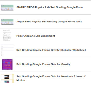 Preview of 6 - Self Grading Google Forms Physics Quizzes with ANSWERS INCLUDED