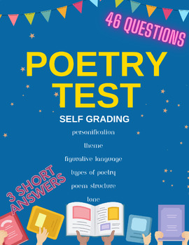 Preview of Self Grading-Poetry Test-Figurative Language