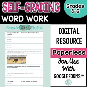 Preview of Digital Self Grading Grammar Word Work