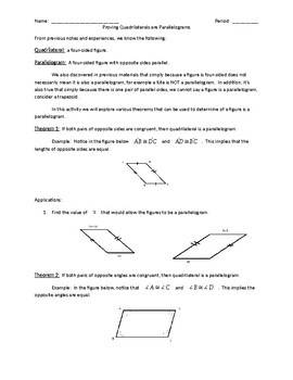 Preview of Self Guided Activity for Parallelograms (High School Geometry)