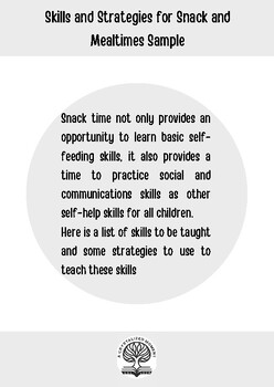 Preview of Self-Help skills and strategies for snack and mealtime sample