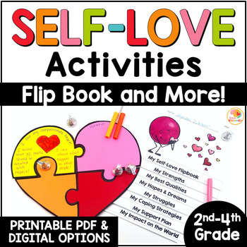 Preview of Self-Love Activities: Heart Puzzle for Bulletin Board, Flip Book, & MORE!