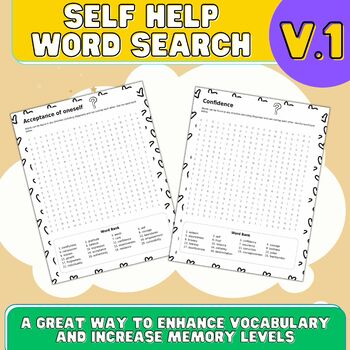 Preview of Self Love Word Search Puzzles V.1 Activity Back To School #FSSparklers23