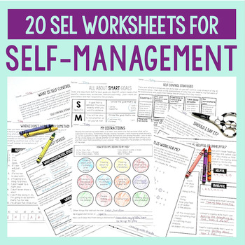 Preview of Self Management Worksheets: Executive Functioning, Coping Skills & Self Control