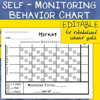 Editable Daily Behavior Chart | Self Monitoring | Task & Goal Based w ...