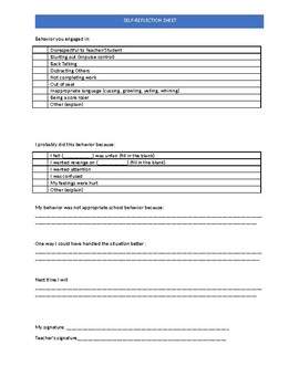 Preview of Self Monitoring Checklist (middle school and teen)