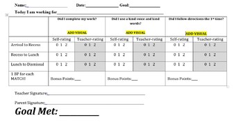 Preview of Self-Monitoring Point Card to Promote Executive Functioning