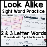 Self-Monitoring Reading - Look Alike Sight Word Practice -