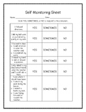 Self-Monitoring Sheet for On-Task Behavior *Middle School 