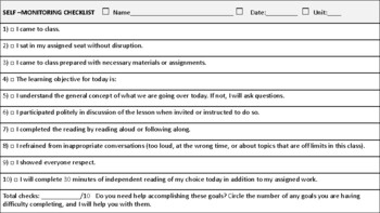Preview of Self-Monitoring and Homework Completion (Stop-Think-Act) Rubric/Checklists