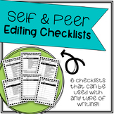 Self & Peer Editing Checklists - 6 Versions!