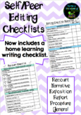 Self/Peer Editing Checklists *Now Includes Home Learning W