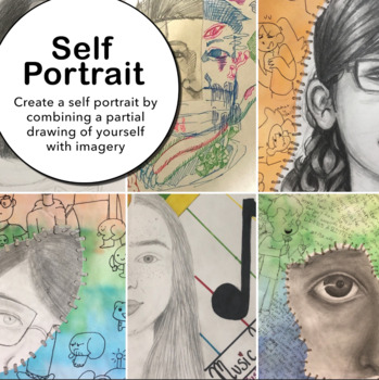 Preview of Self Portrait Art Project for Middle or High School Art - Portrait Drawing