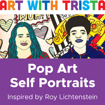 Preview of Abstract Pop Art Self-Portrait Drawing Art Lesson Inspired by Lichtenstein