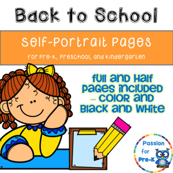 Self-Portrait Pages for Pre-K, Preschool, and Kindergarten by Passion