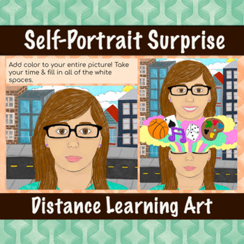 Preview of Self-Portrait Surprise | Virtual Art Multi-Day Lesson | Distance Learning Art