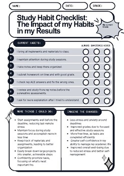 Preview of Self-Reflection Study Habits and Goals 2024 -FREEBIE
