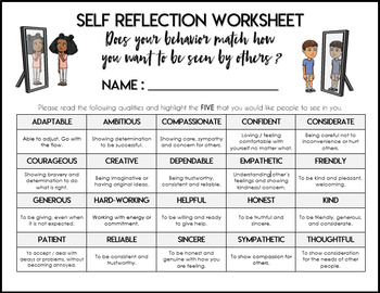 Self-Reflection Worksheet by Social Workings | Teachers Pay Teachers