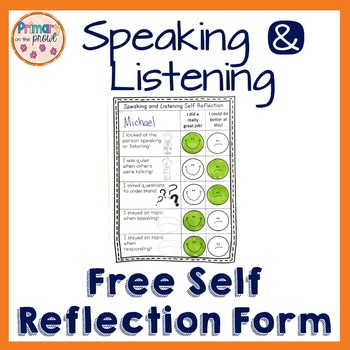 Preview of Speaking & Listening Self Reflection Form