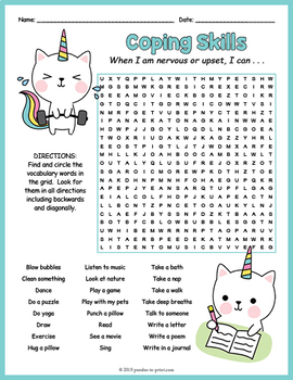 COPING SKILLS Word Search Puzzle Worksheet Activity by Puzzles to Print