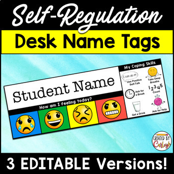 Preview of Self Regulation Editable Name Tags / Desk Plates