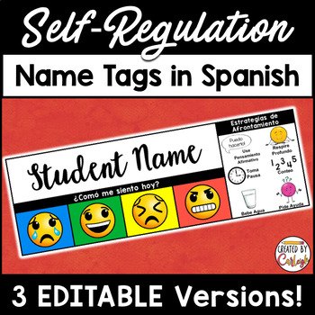 Preview of Self Regulation Editable Name Tags in SPANISH