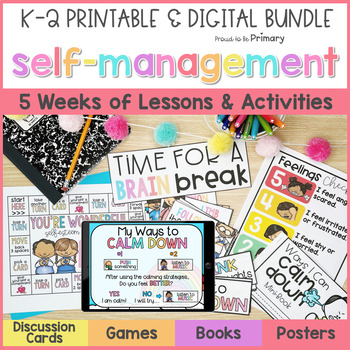 Preview of Self-Regulation Lessons, Calming Corner & Yoga - Social Emotional Bundle for K-2