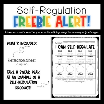 Preview of Self-Regulation Reflection- FREEBIE