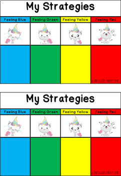 Self Regulation Tools: UNICORN Feelings/Emotion pack by Tiny Tackers