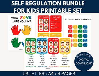 Preview of Self-Regulation BUNDLE, Calming Corner Tools, Emotional Regulation Flashcards