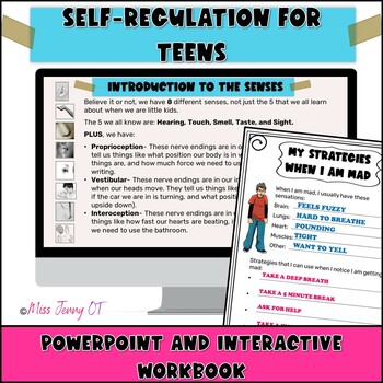 Preview of Self Regulation for Teens Interoception Focused PowerPoint and Workbook