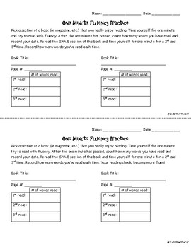 Preview of Self-Student Fluency Tracker for Reading Stations