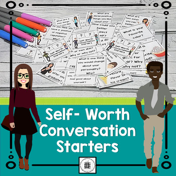 Preview of Self-Worth Conversation Starters - Ice Breaker and Team Building Activities 