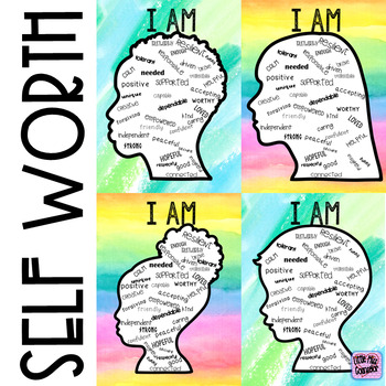 Preview of Self Worth "I Am" Posters & Writing with Editable Text
